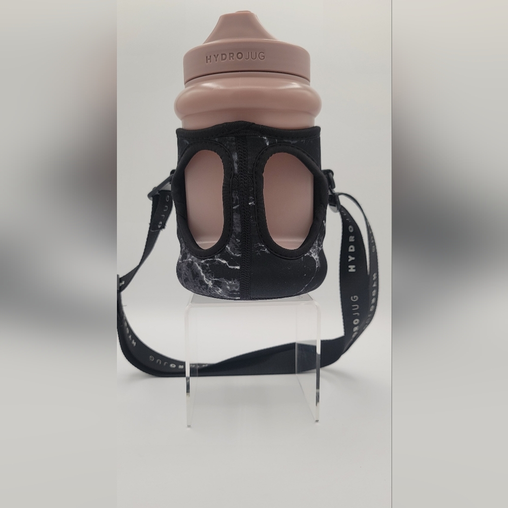 Hydrojug drink container with strapped sleeve